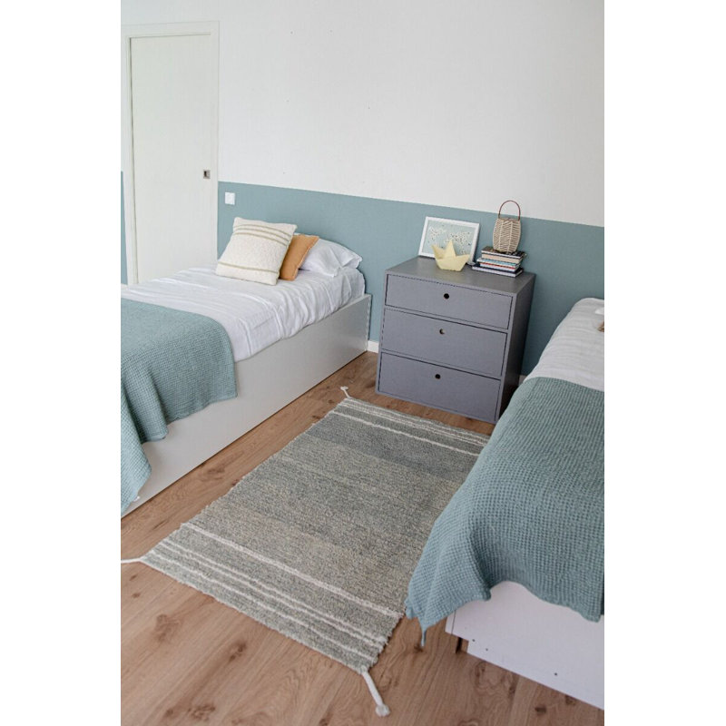 Reversible Washable Rug Twin Vintage Blue, Rectangle 2'7" x 4'7"