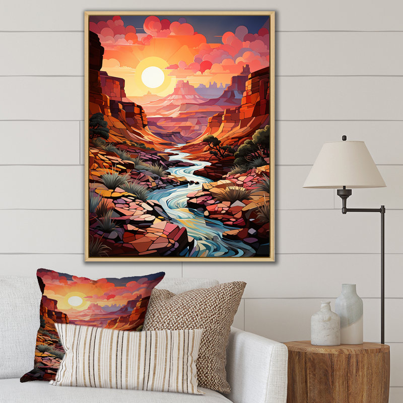 Canyon Canyon Sunrise Landscape, impression sur toile, H 44 po x l 34 po x P 1,5 po, Cadre naturel flottant