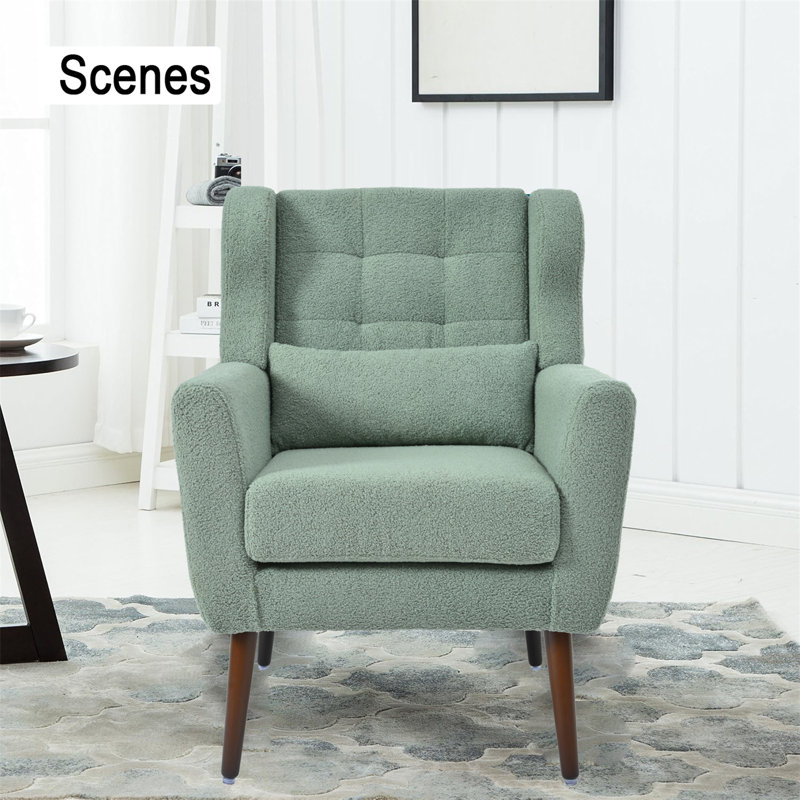 Chaise d'appoint moderne, chaises de salon en tissu Teddy, Ours en peluche vert