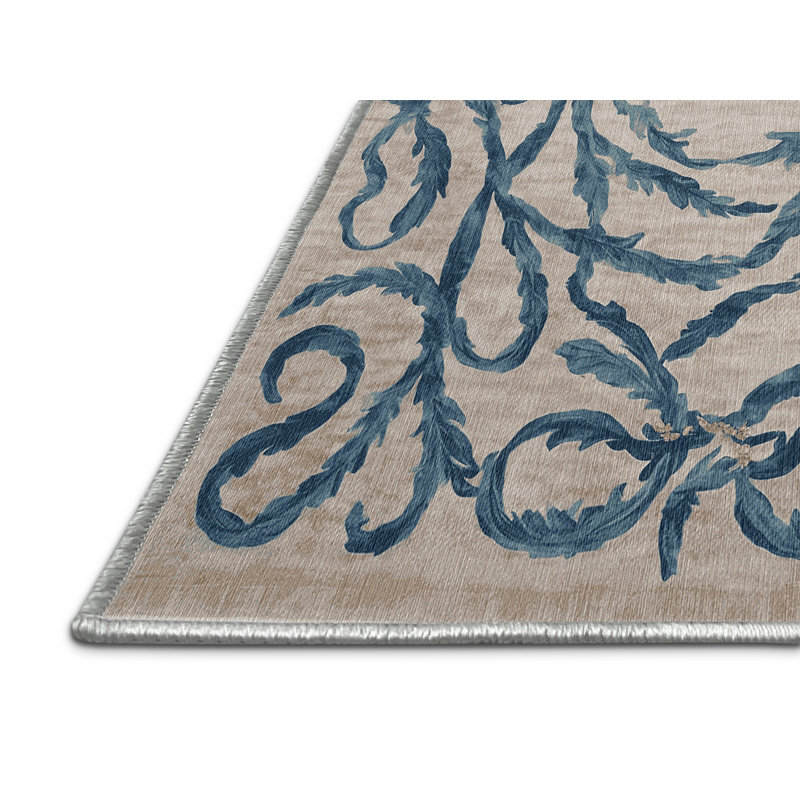 Machine Washable Beige Area Rug, Rectangle 8' x 12'