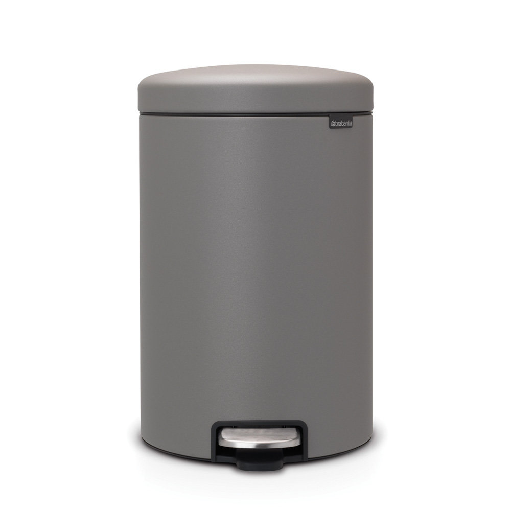 Brabantia Newicon 3.2gal Step-On Can, Mineral Concrete Gray