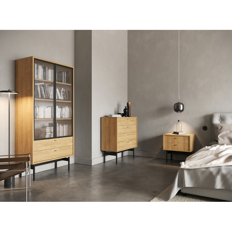 Alyssya Display Cabinet, Natural Hickory