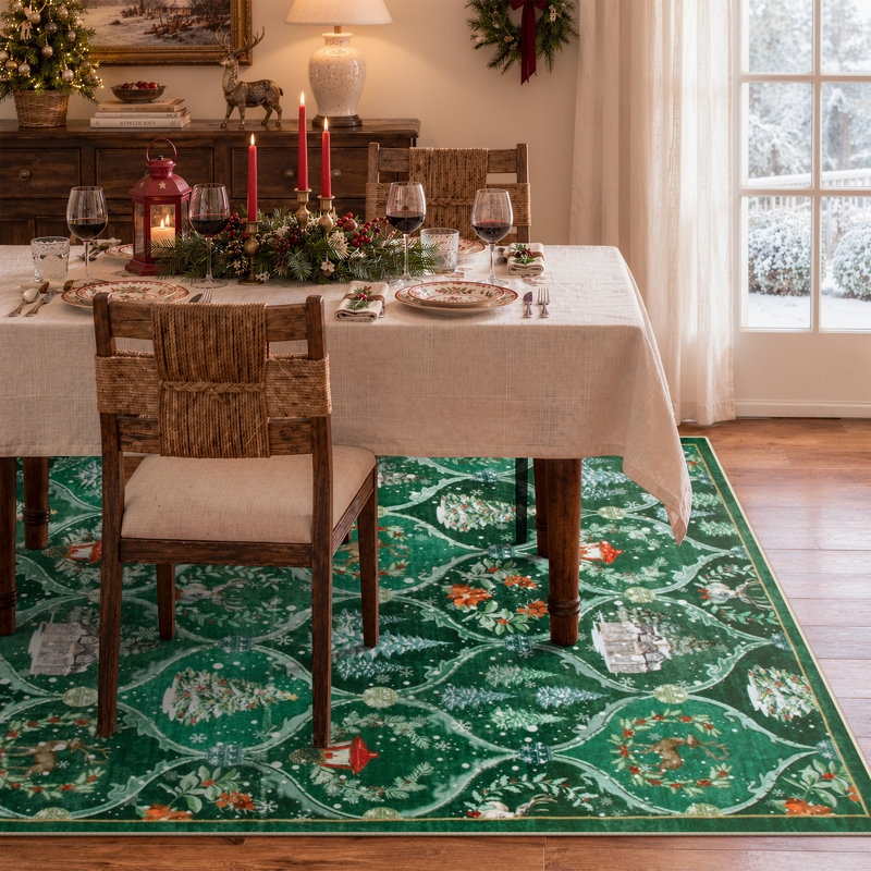 Tapis de Noël antidérapant de Noël, Rectangle 5 pi x 7 pi
