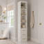 Armoire de rangement haute 85 pouces avec 3 tiroirs et 4 tablettes ouvertes, armoire de rangement autoportante blanche moderne pour la chambre à coucher, le salon, la salle de bain et la salle d'étude