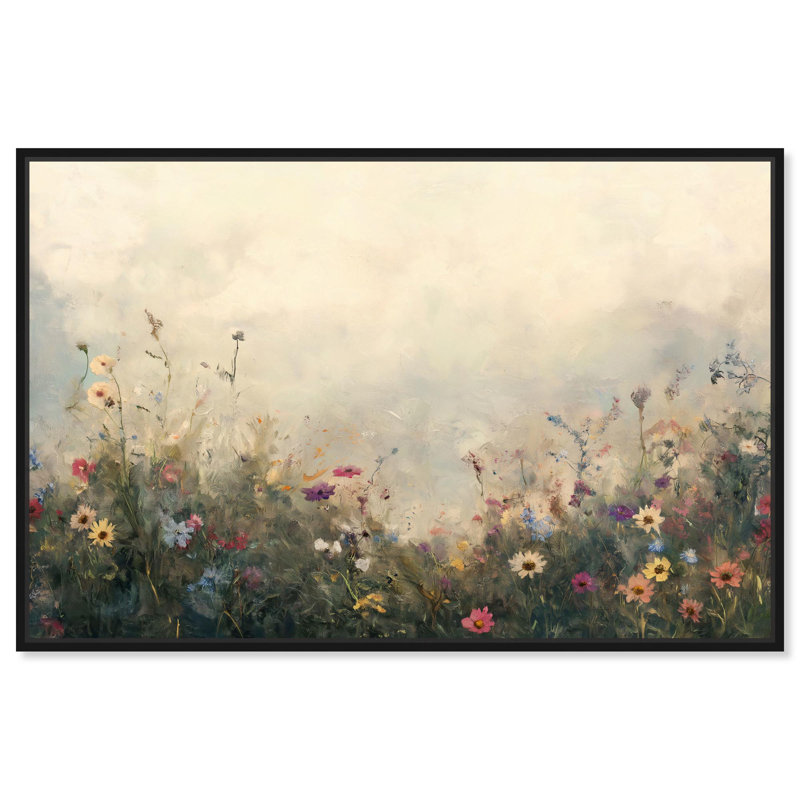 Art floral classique sur toile Wildflower Demure par Art Remedy, H 21 po x l 31 po x P 1,8 po, Cadre flottant noir