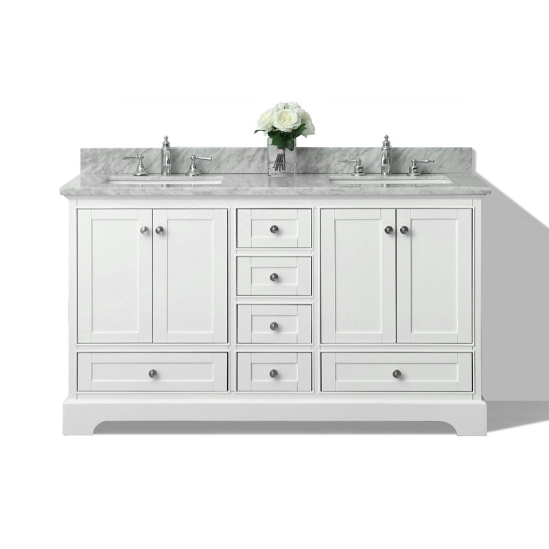 Audrey 72'' W Double Vanity, White| Brushed Nickel