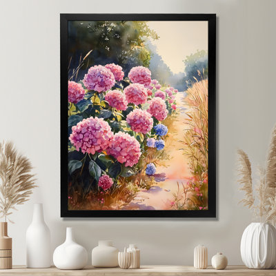 Hortensias dans une allée de campagne I - art mural floral