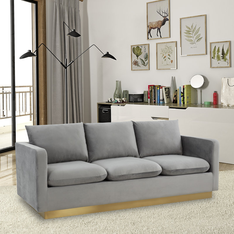 Elevate 83.5'' Velvet Sofa, Dark Gray Velvet