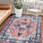 Washable Area Rug, Vintage Medallion Low Pile Non Slip Foldable Pearl Velvet Indoor Carpet, Light Red Tone, 3'x5'-1956870822