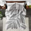 Édredon 3 pièces en coton double / grand gris avec imprimé botanique, rembourrage et 2 taies décoratives, coton, lavage en machine pour un entretien de routine rapide, entretien