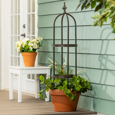 Powder-Coated Steel Garden Antique Copper Obelisk, 5'