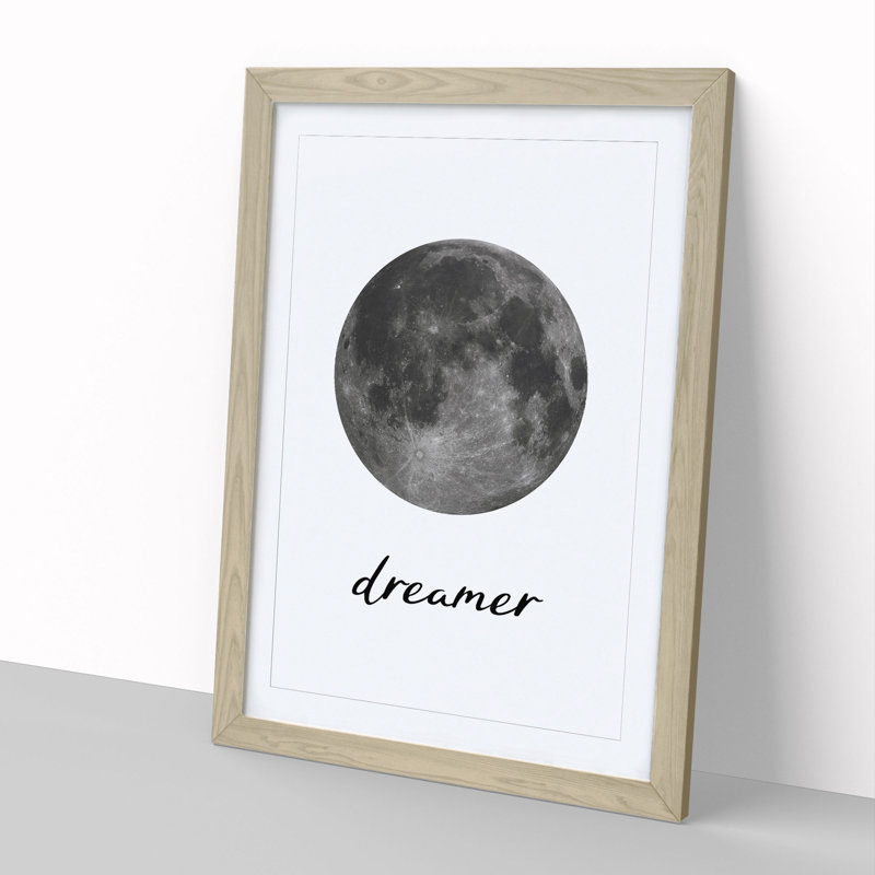 Dreamer - Picture Frame Graphic Art, 90cm H x 65cm W x 2cm D, Oak