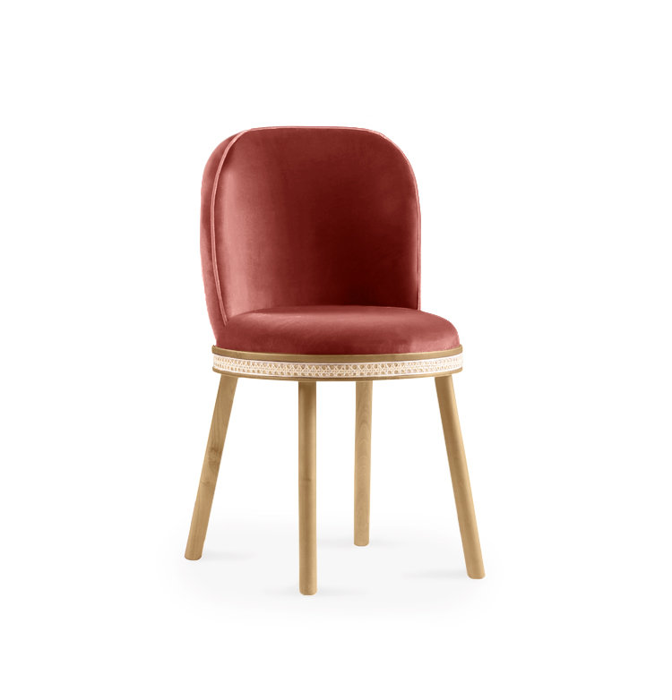 Alma Upholstered Dining Chair, Peach