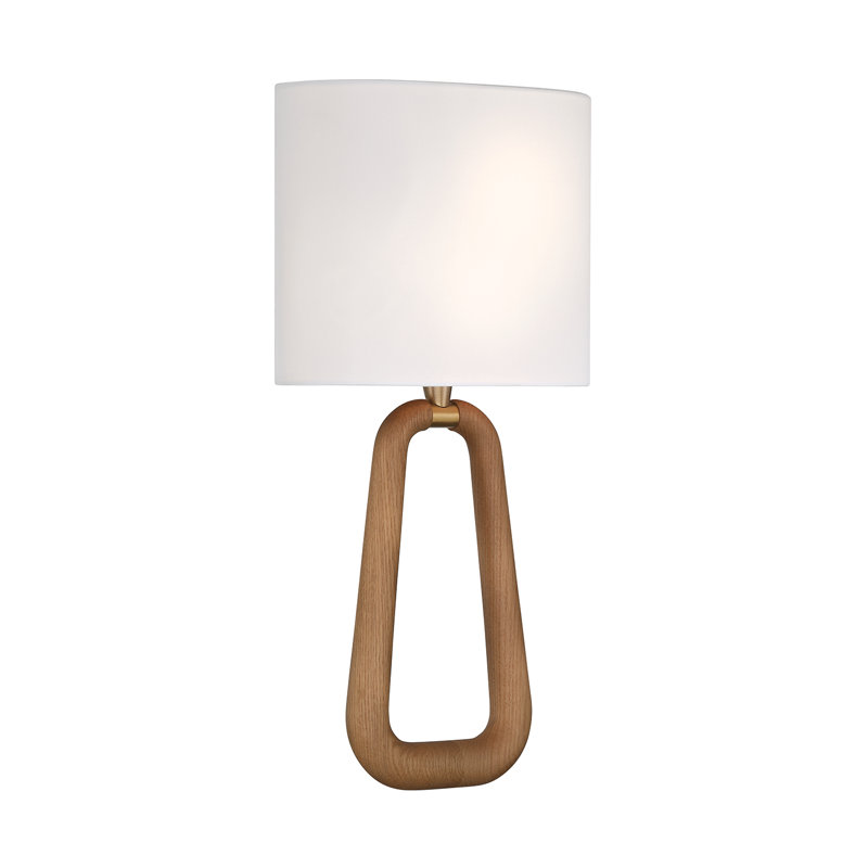 2 Light Aged Brass + Wood Sconce, Brown