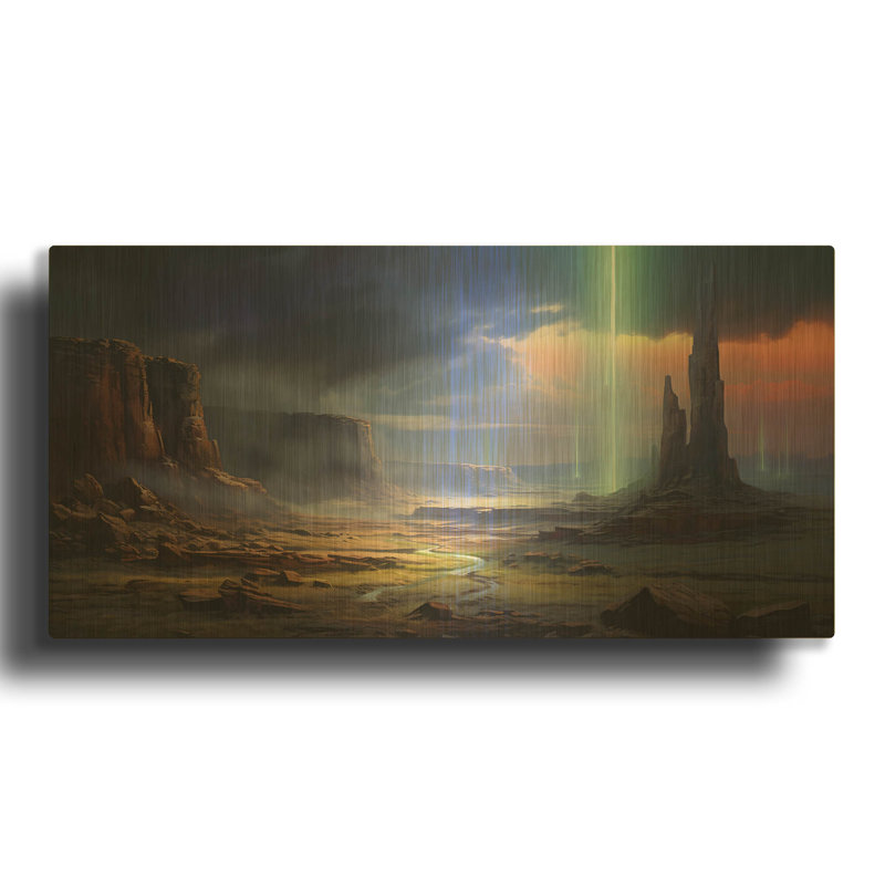 « Pilier de lumière surnaturelle » par r3darch0n, décoration murale en métal doré, 122 x 61 cm, 48"x24"
