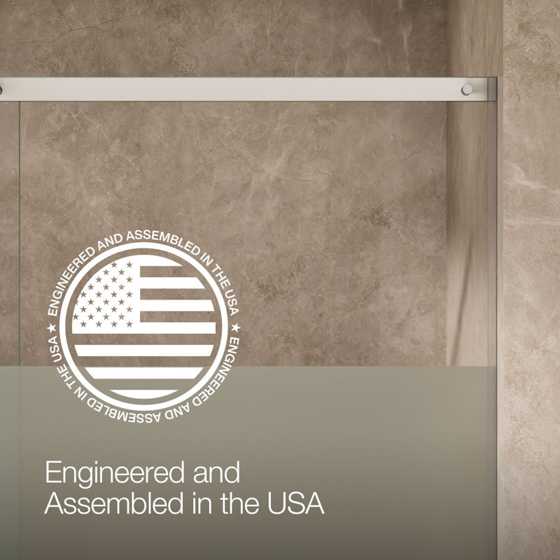 Sliding Shower Door, 75-1/2-In H X 68-1/4 - 71-5/8-In W, With Heavy 5/16-In Thick Crystal Clear Glass With Privacy Band