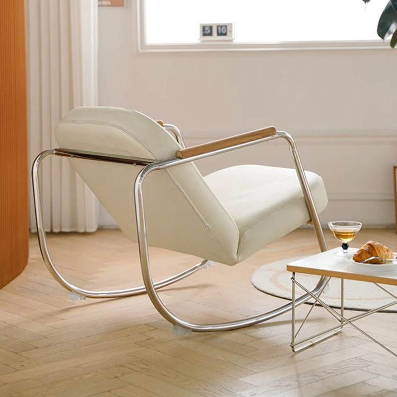 Chaise berçante ergonomique imperméable en similicuir, Beige