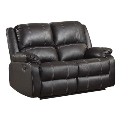 Zuriel Brown Synthetic Leather Recliner Loveseat
