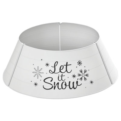 26 Inch Metal Christmas Tree Collar, Xmas Tree Base Cover, White