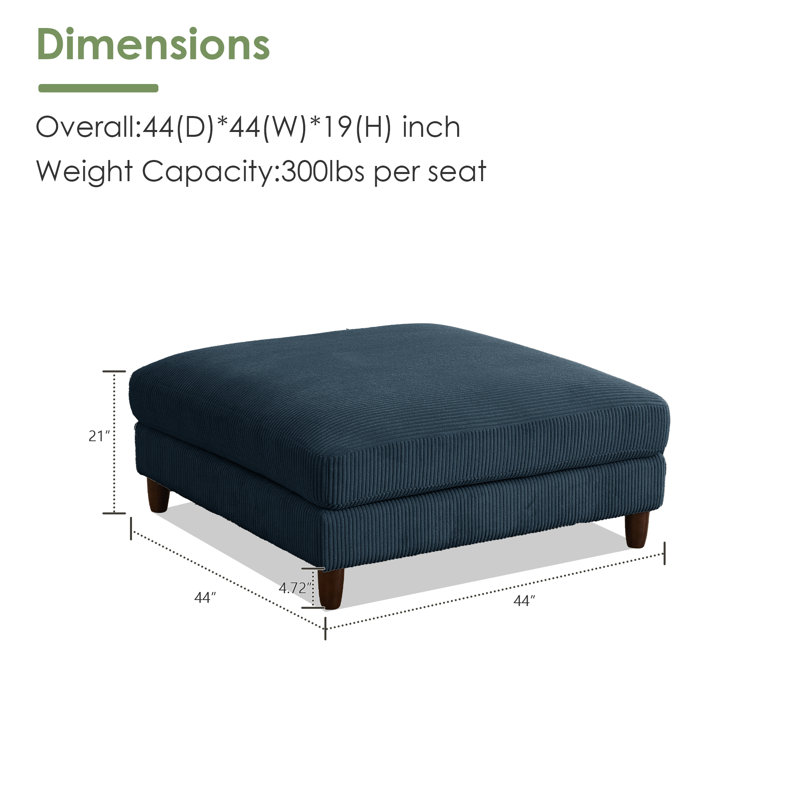 19" H Square Ottoman, Blue