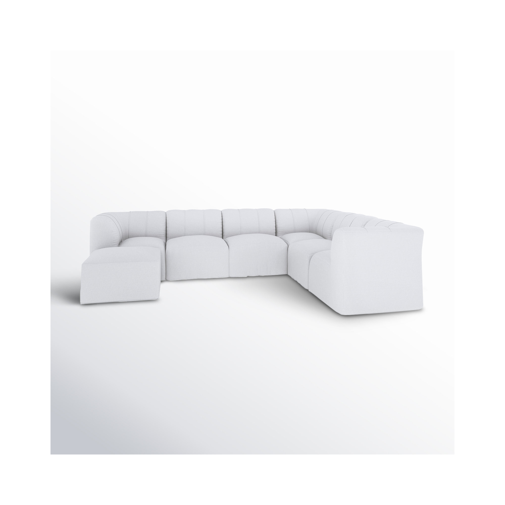Praia 124" Sunbrella Outdoor L Sectional with Ottoman, Canvas White Sunbrella® Canvas