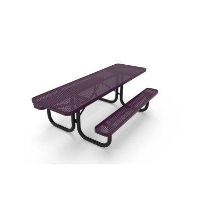 COATEDOUTDOORFURNITURE 8Ft Rect Picnic Table, Punched, Purple, 2-Side ADA