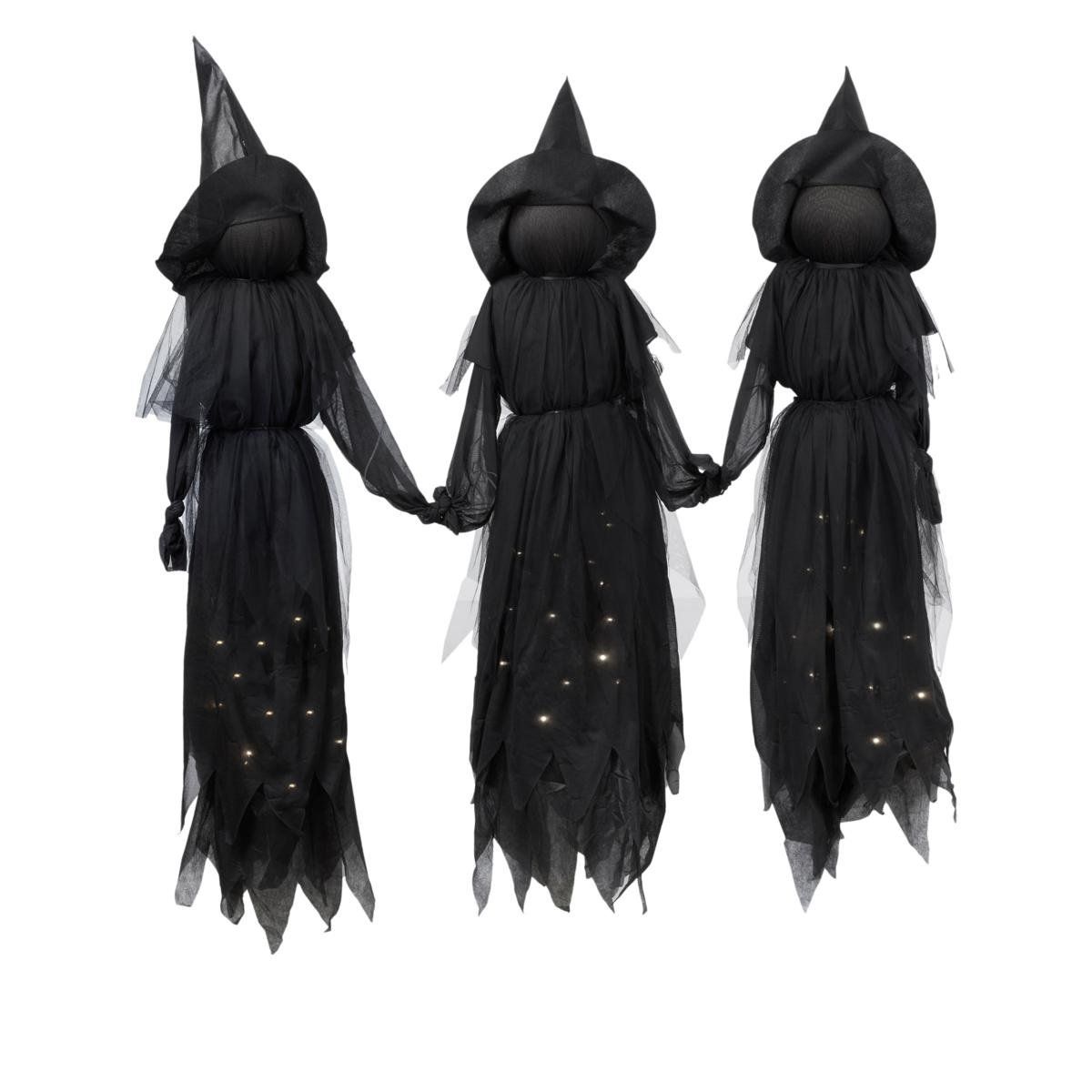 LED Lighted Witch Garden Stake, Lighted Heads and Dresses
