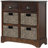 Rustic Storage Cabinet with Two Drawers and Four Classic Rattan Basket Accent Cabinet-1550221714