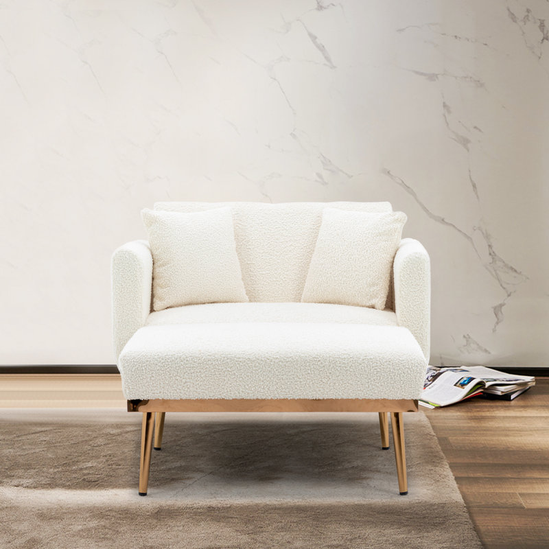 Chaise longue Classic, chaise d'appoint moderne en tissu pour chambre à coucher ou salon,, Blanc