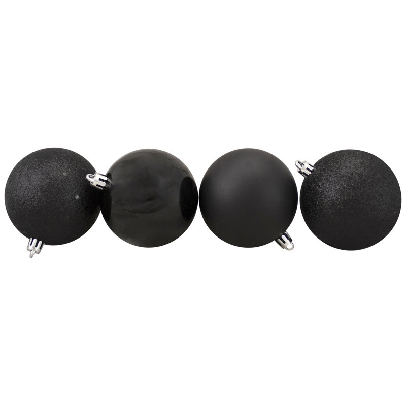 Ornement boule de Noël incassable à 4 finitions, Noir de jais