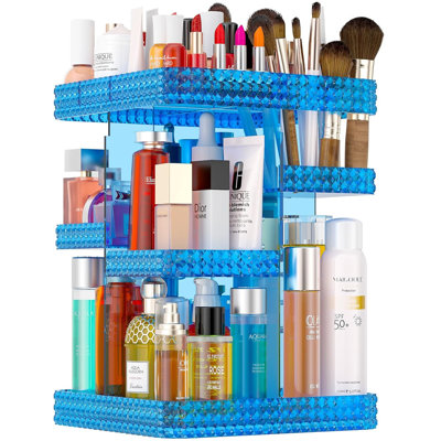 Organisateur de maquillage rotatif à 360 degrés avec plateaux réglables, support de filage pour cosmétiques à grande capacité pour brosses à maquillage, produits de soins de la peau, parfums et accessoires
