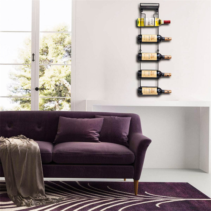 Patterson 5 Bottle Wall Mounted Wine Bottle Rack in Black