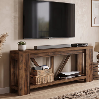 Meuble télé 70,9 po pour téléviseur de 70 po ou moins, console en bois avec rangement pour le salon, la chambre à coucher