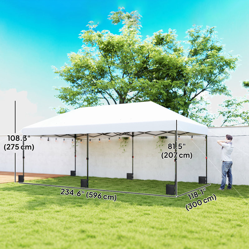 Auvent 10 x 20 pi avec verrou central facile à installer, argent