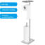 Silver 73 x 20 x 16 cm Free Standing Toilet Roll Holder with Top Storage Tray
