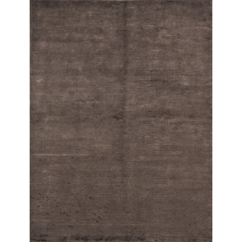 Tapis brun foncé noué à la main, Rectangle 8 pi x 10 pi