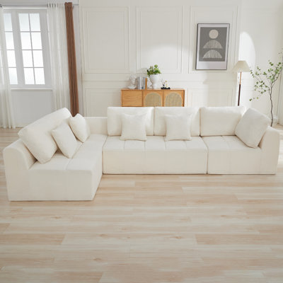 137.9’’ Oversized L-Shape Sectional Sofa, Modular Compressed Cloud Couch with Memory Foam, No Assembly Needed