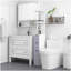 Armoire de rangement de salle de bain haute HOMcom de 54 po, tour à linge autoportante avec tablette à 2 niveaux et tiroirs, organisateur de plancher étroit, blanc