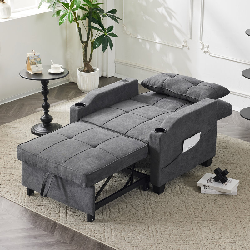 Hosie Faux Leather Accent Chair, Darrk Gray Polyester