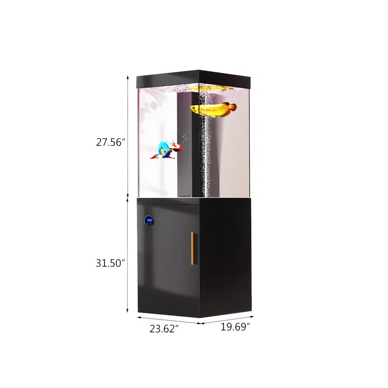 Aquarium noir sur pied intelligent avec filtration au fond