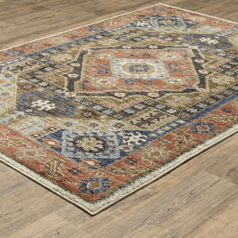 Tapis rouille / bleu Genesis, Rectangle 7 pi 10 po x 10 pi