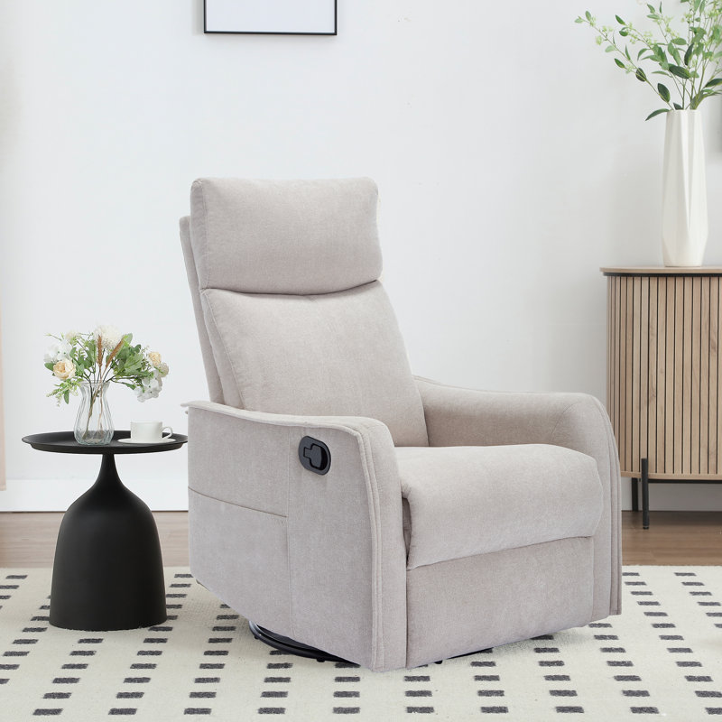 Lila 27'' W Manual Recliner Swivel Rocker Recliner With Massage And Heat, Beige