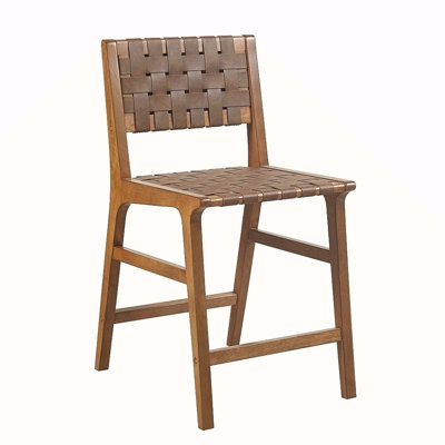 Faux Leather Woven Counter Stool 24"H