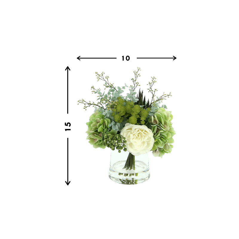 Mixed Floral And Succulent Bouquet In Glass Vase.