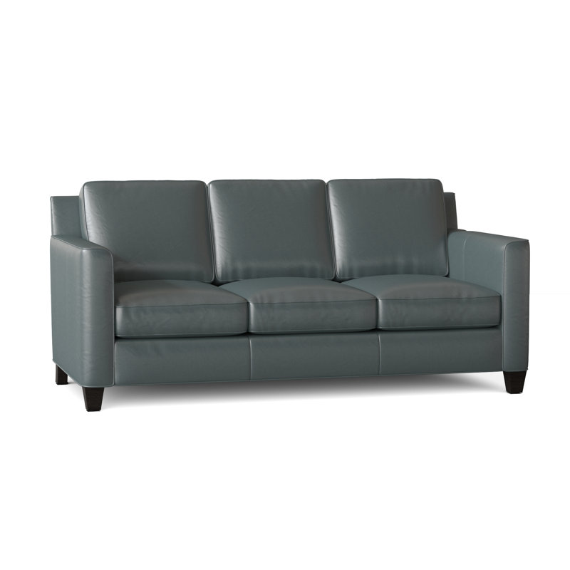 Yorba Leather Sofa, Empyrean Tweed Genuine Leather, Cobblestone
