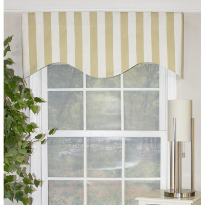 Zenobia Cotton Blend Striped Scalloped Window Valance