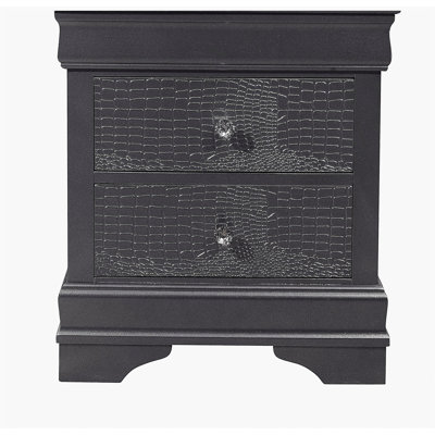 Shaker Crocodile Metallic Grey Nightstand