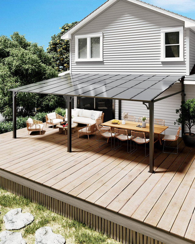 Pergola murale 12 po x 20 pi Lean to Gazebo, toit rigide avec toit en polycarbonate