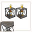Ensemble de 2 tables d'appoint de style Mid-Century à trois niveaux avec tablette centrale en verre trempé et tablettes en grain de bois, structure en métal noir-687491731-687491730