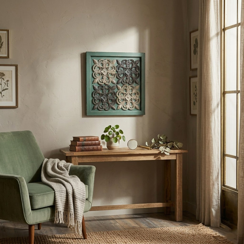 Décoration murale en bois géométrique, Vert